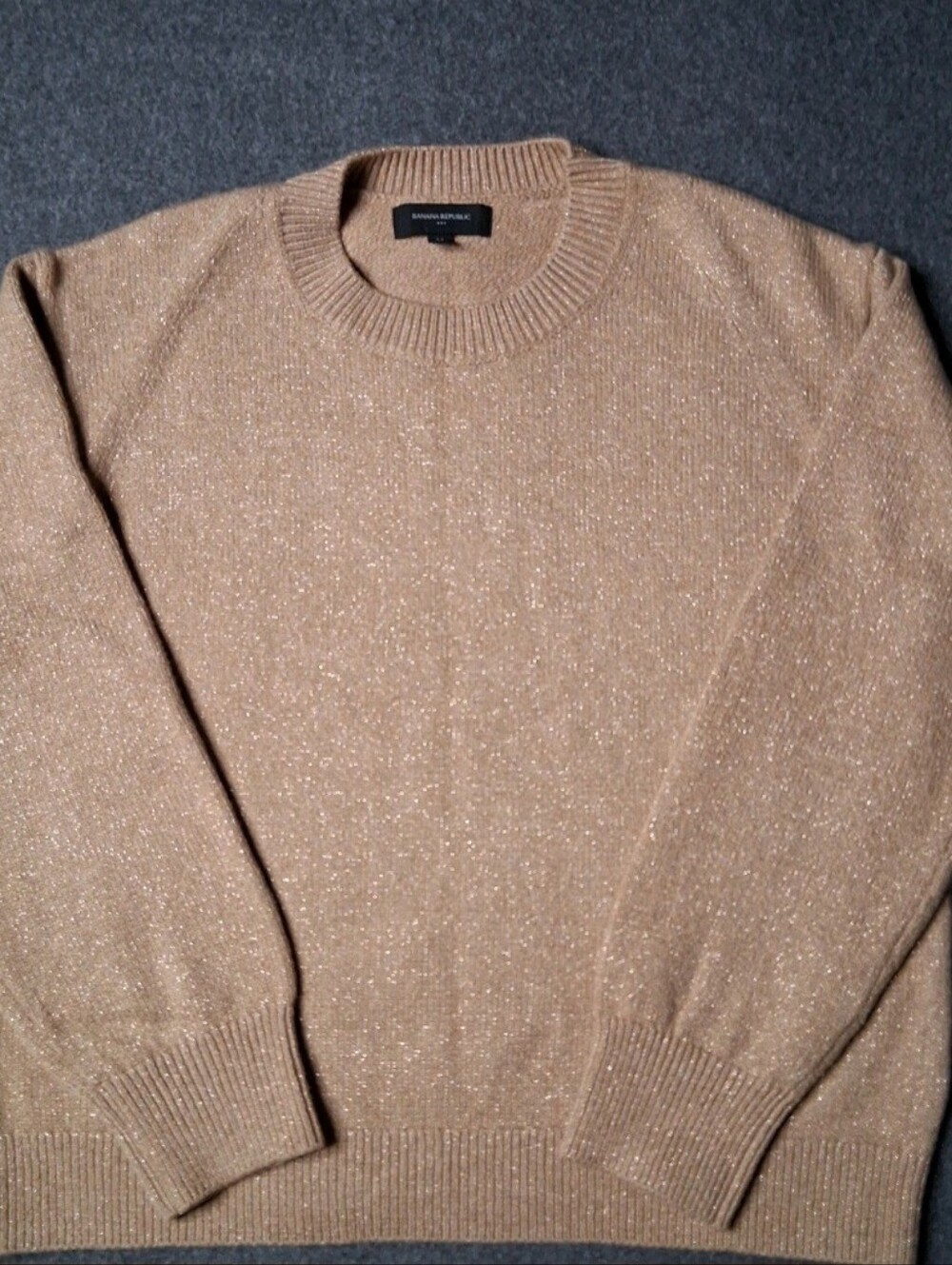 Banana Republic Coveted Lurex Metallic Crew-Neck Sweater M Gold Tan